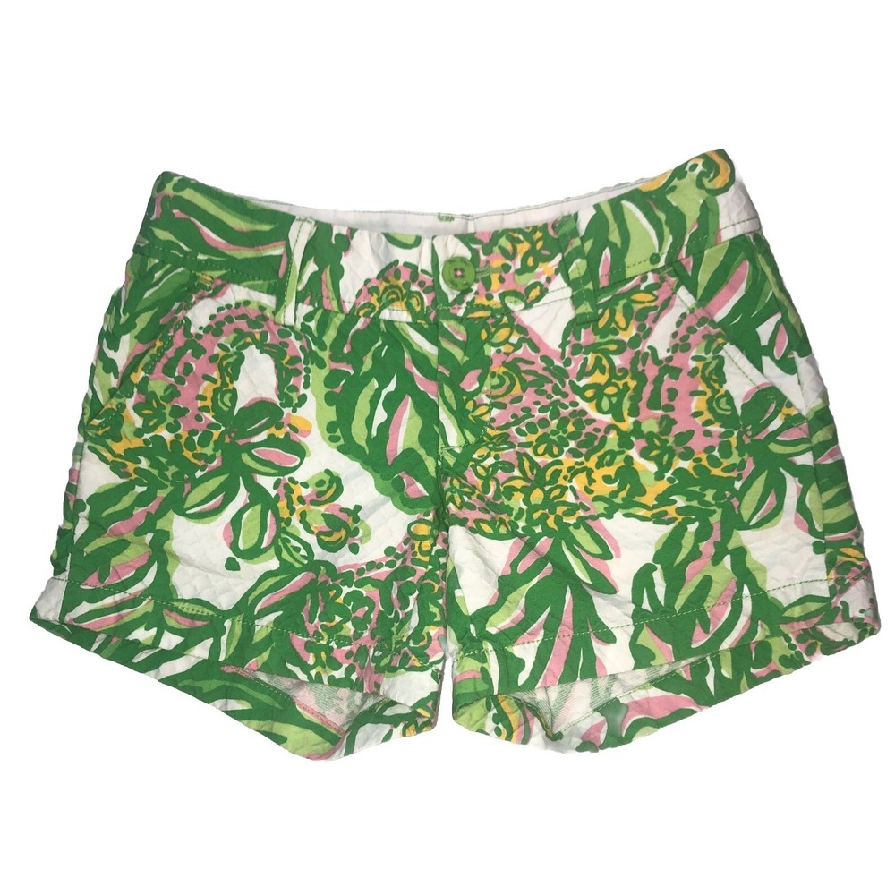 Lilly Pulitzer Callahan Shorts Beach Twill Women's Sz 00 Seeing Pink Elephants